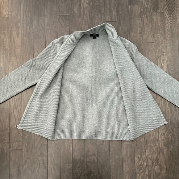 Express Men's XL Gray Ribbed Full Zip-Up Sweater 100% Cotton - Picture 12 of 13